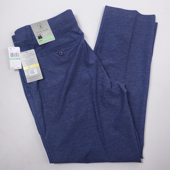 PGA Tour Other - Men's PGA Tour Golf Pants Active Gripper Waistband 34x30 Blue Pfreformsnce New